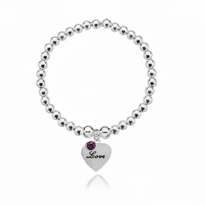 Personalised Heart Birthstone Bracelet