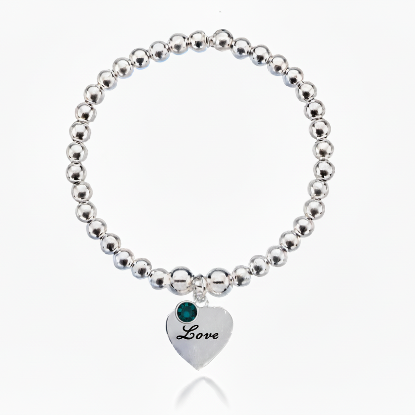 Personalised Heart Birthstone Bracelet