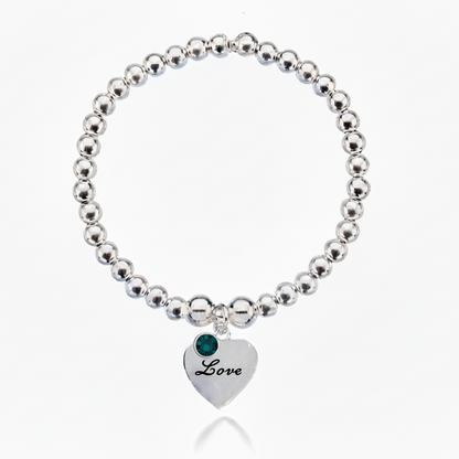 Personalised Heart Birthstone Bracelet