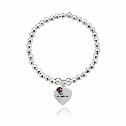 Personalised Heart Birthstone Bracelet