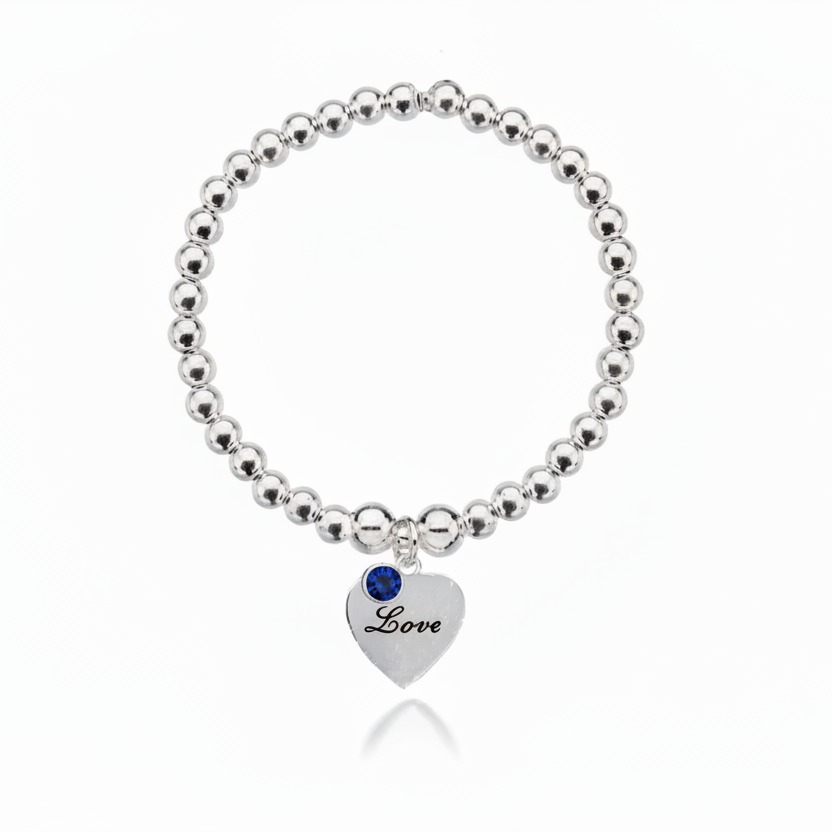 Personalised Heart Birthstone Bracelet