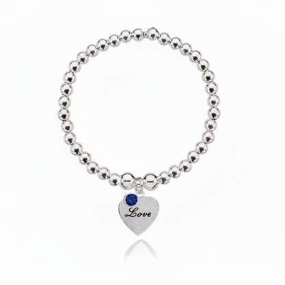 Personalised Heart Birthstone Bracelet