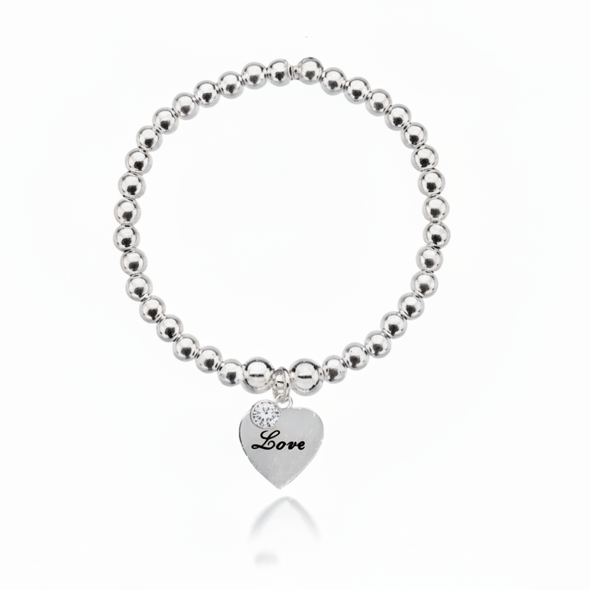 Personalised Heart Birthstone Bracelet