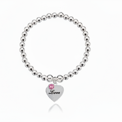 Personalised Heart Birthstone Bracelet