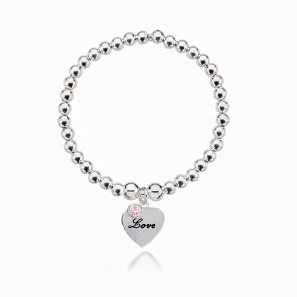 Personalised Heart Birthstone Bracelet
