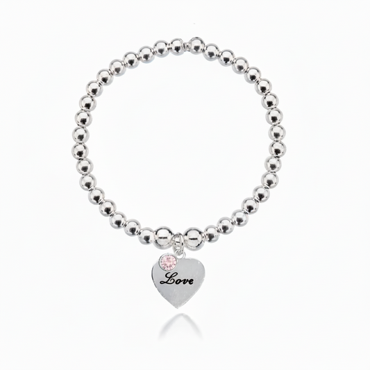 Personalised Heart Birthstone Bracelet