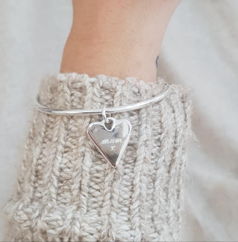 Hand Engraved Maxi Heart Bangle