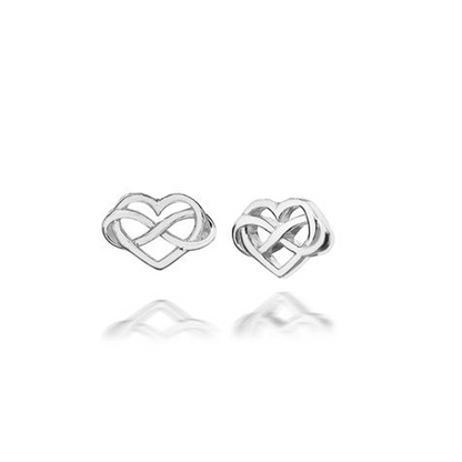Silver heart-shaped earrings on a white background
