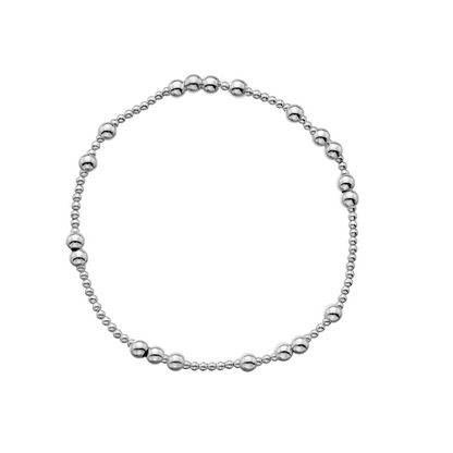 Silver beaded bracelet on a white background