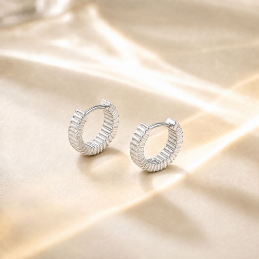Ribbed Huggie Hoops
