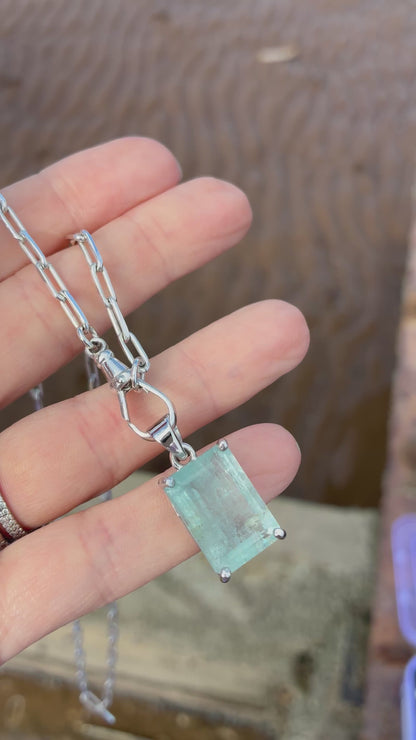 Aquamarine Albert Trace necklace