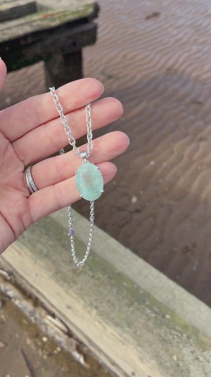 Aquamarine Cable Chain Necklace