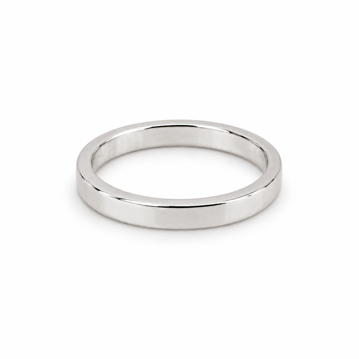 Silver sqaure band ring on a white background