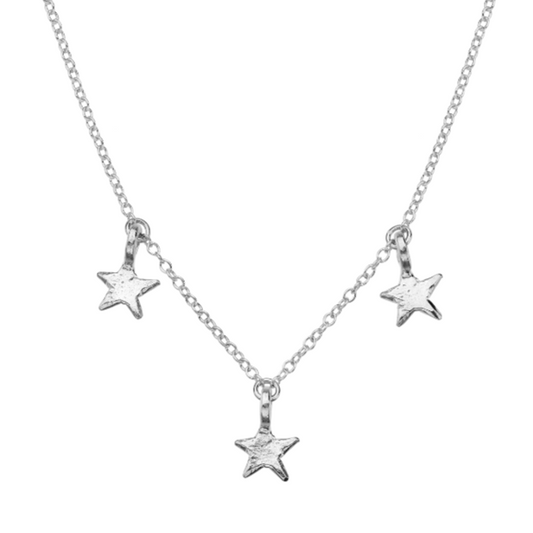 Handmade sterling silver Three Star Necklace with three star charms