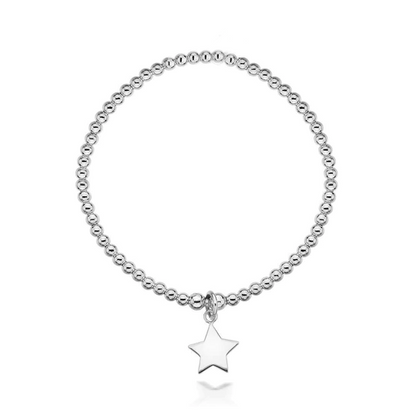 Vega star charm on a beaded bracelet on a white background 